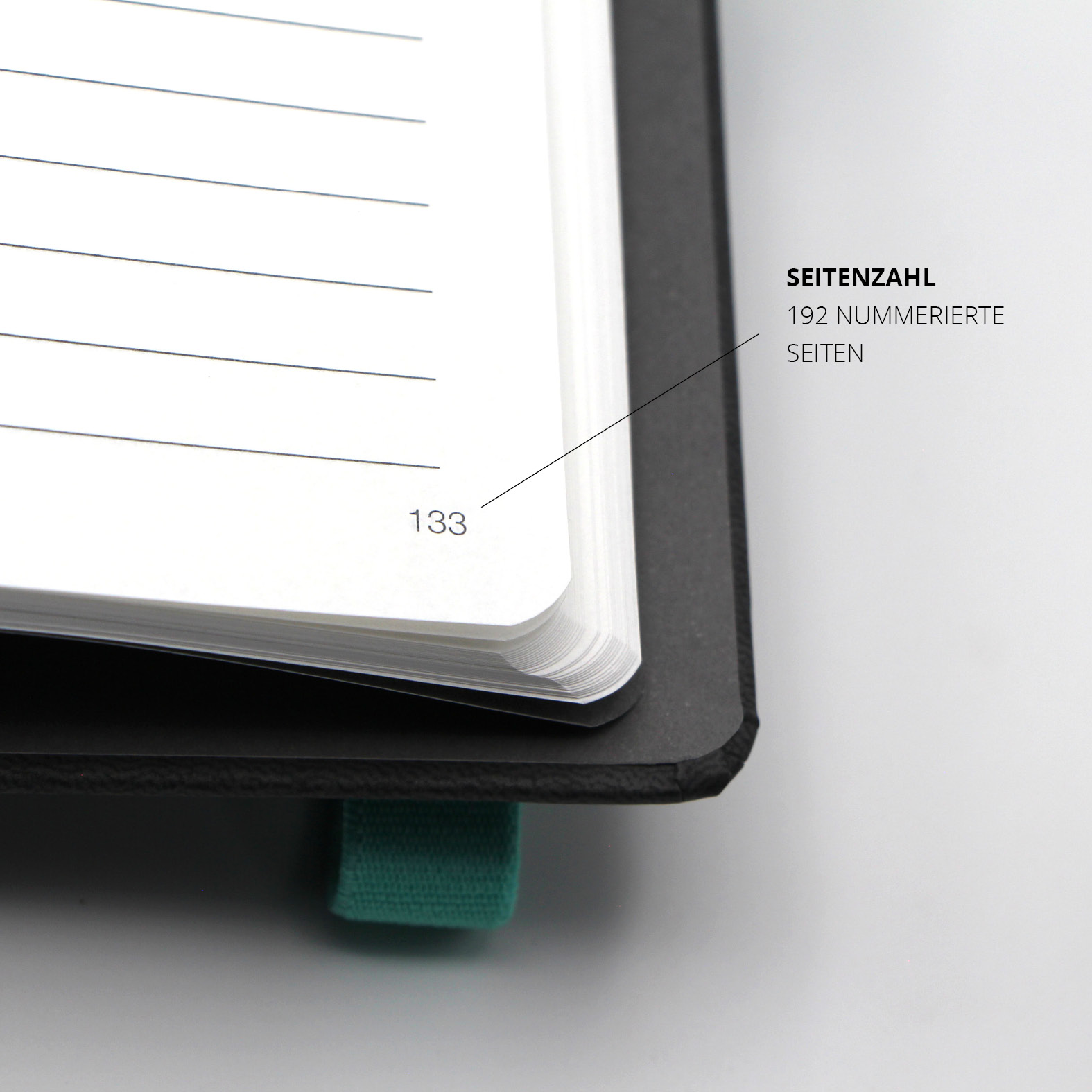 Detailansicht der Innenseite mit nummerierten Seiten im Lanybook® Pro, hier Seite 133.