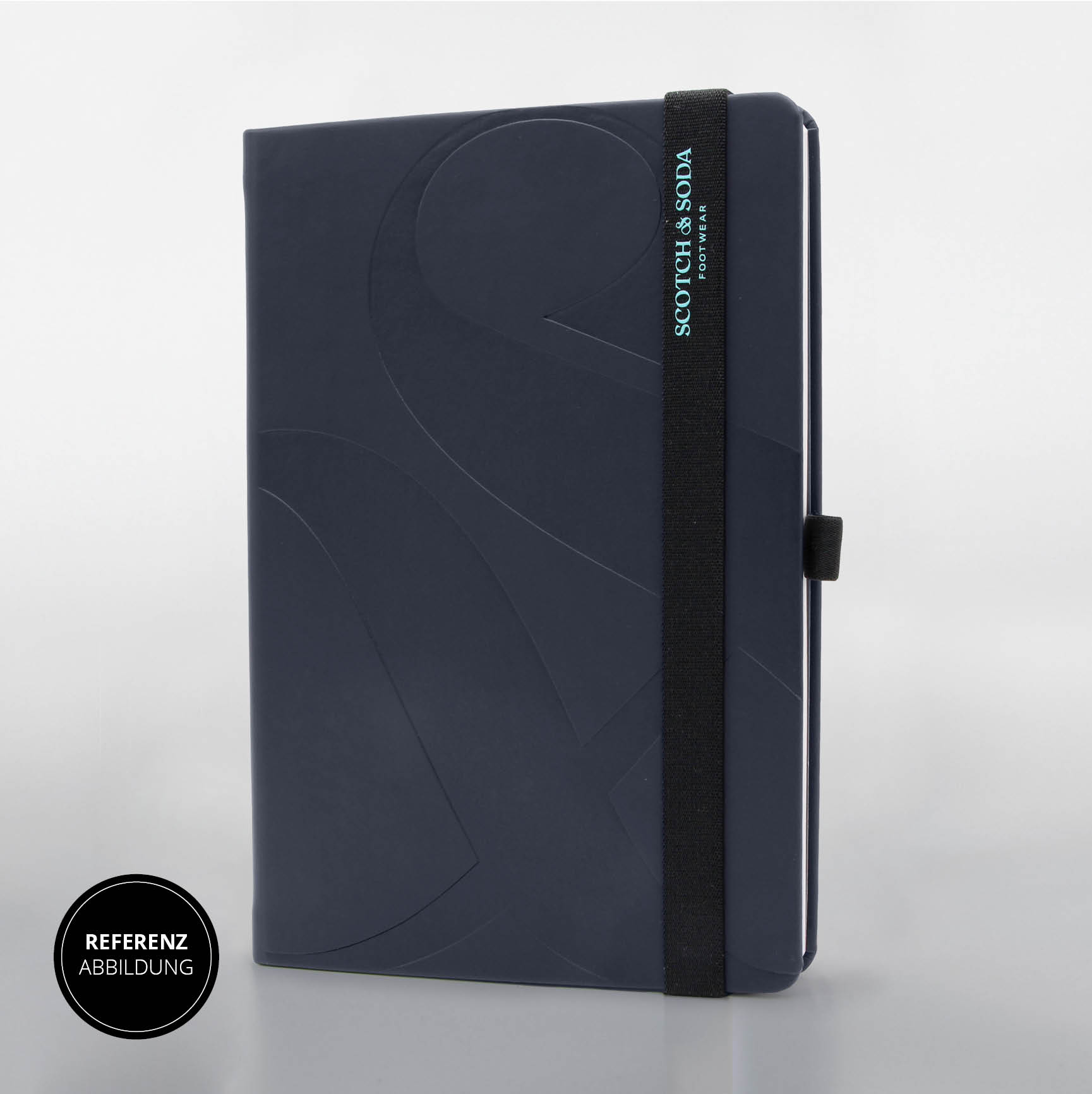 Scotch & Soda Notizbuch mit geprägtem Cover und elastischem Lanyband – Notizbuch mit exklusivem Design, hochwertiger Prägung und nachhaltigem Verschlussband.