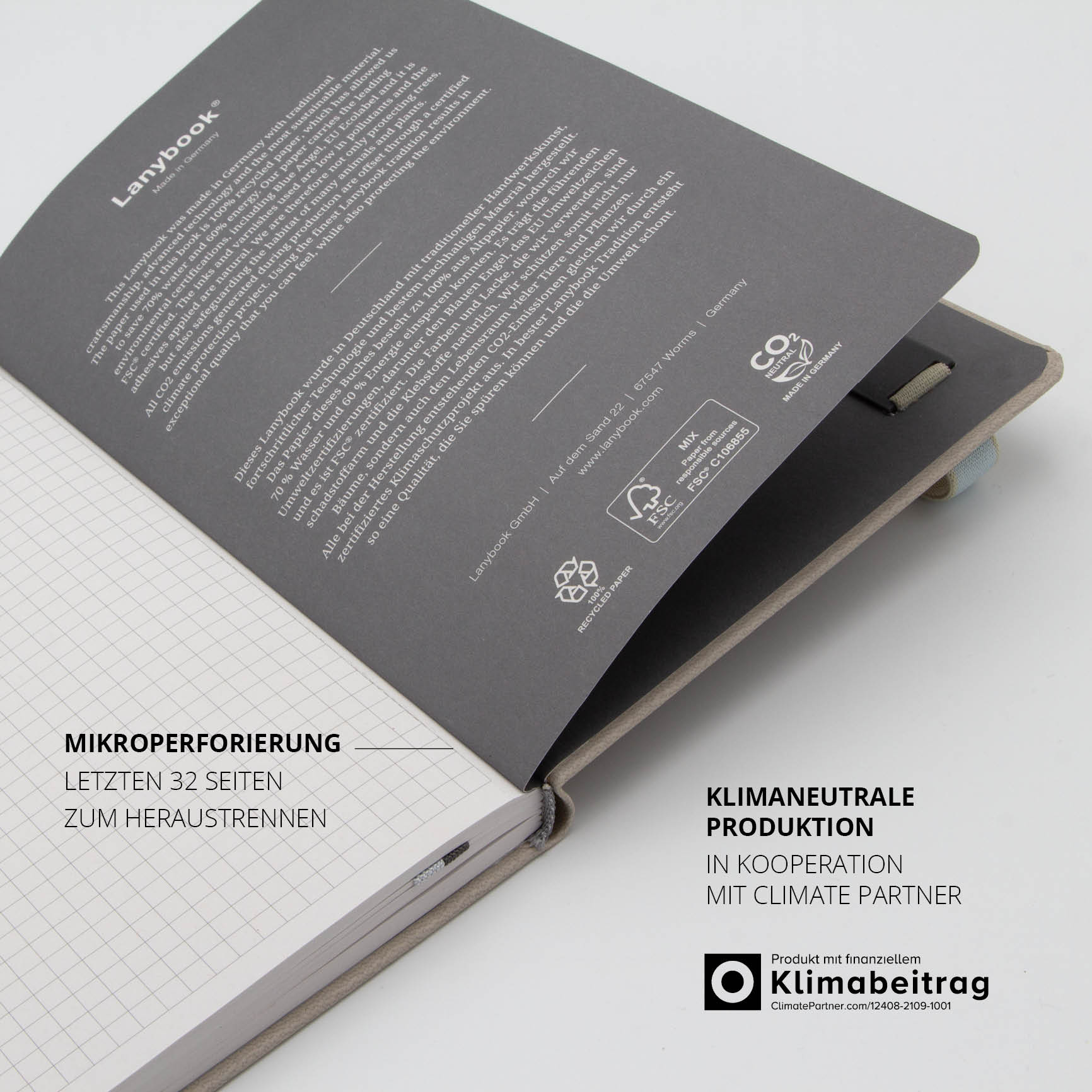 Hyundai Notizbuch mit Mikroperforierung für 32 herausnehmbare Seiten, FSC-zertifiziert, klimaneutrale Herstellung.