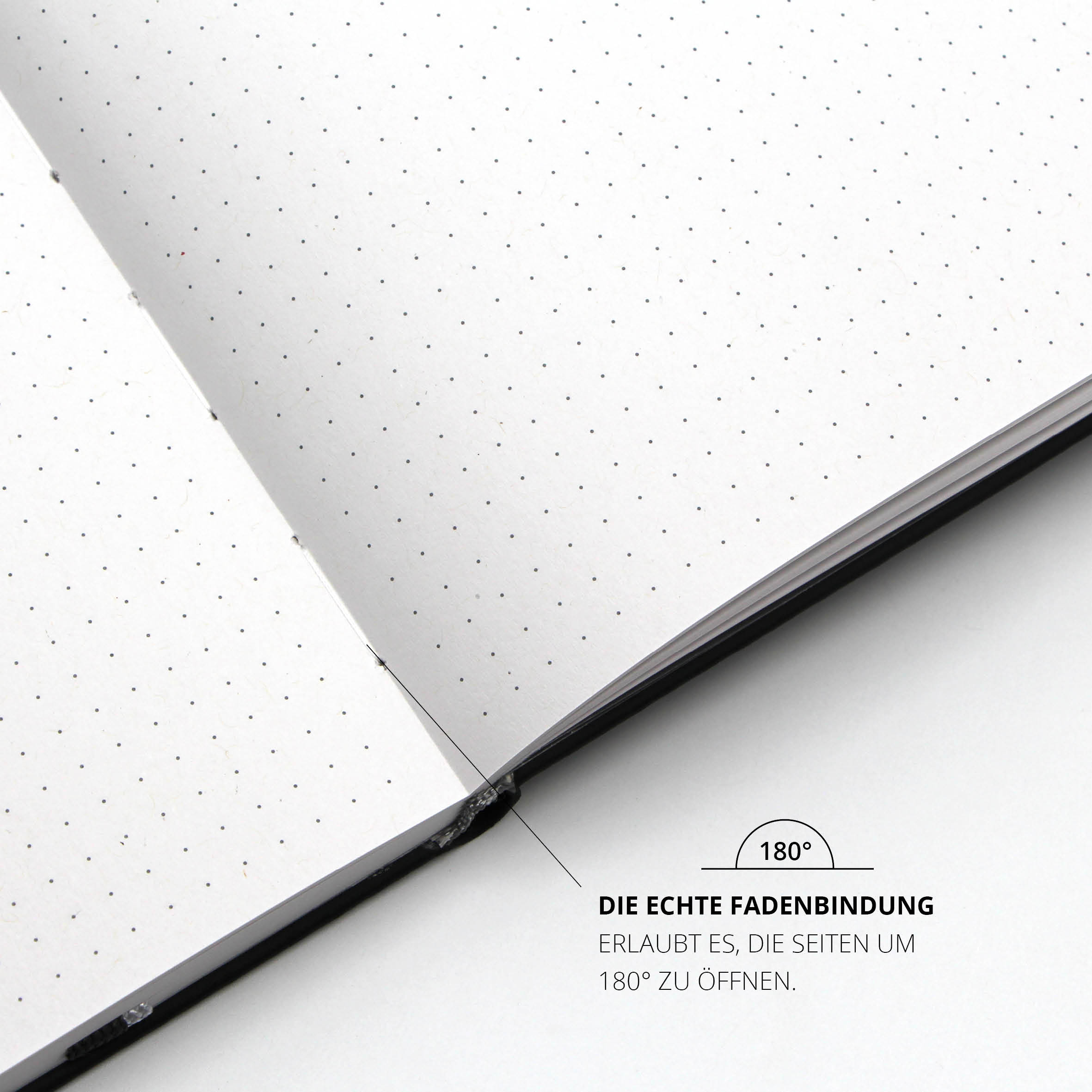 Lanybook® Notizbuch mit echter Fadenbindung für komfortables Öffnen der Seiten um 180 Grad