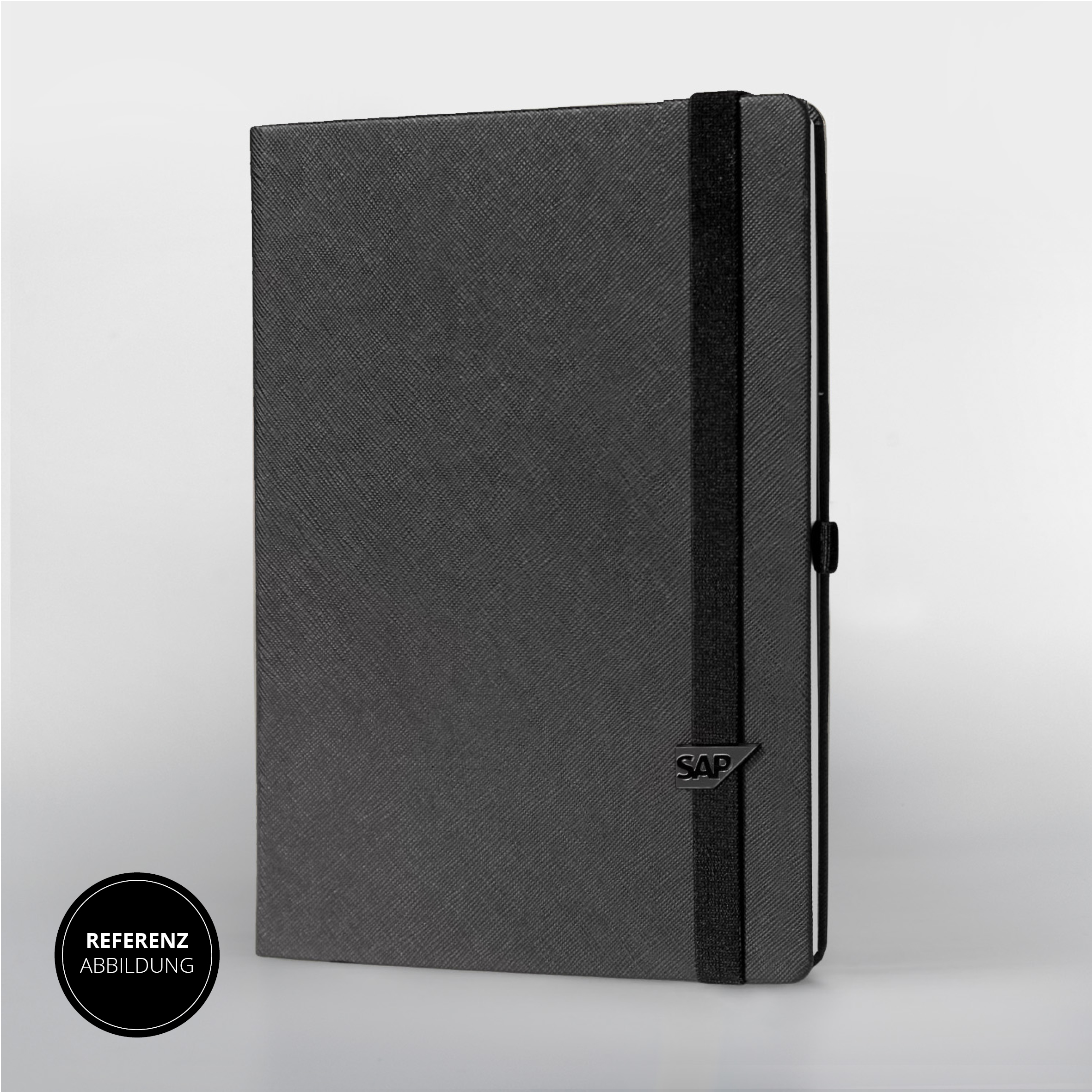 SAP Notizbuch mit strukturiertem Cover und Design-Awards – Edles Notizbuch mit Verschlussband, Prägung und mehrfach ausgezeichneter Qualität.