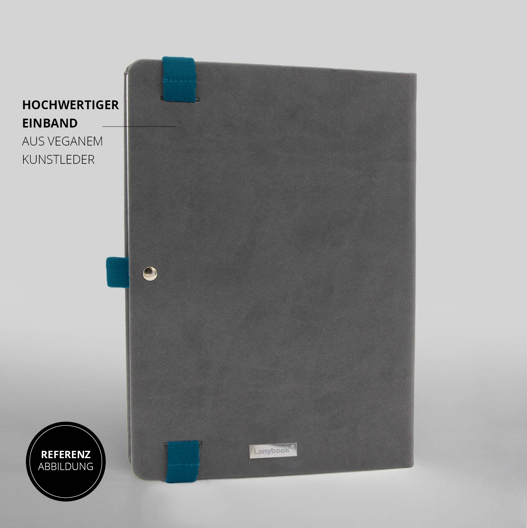 Premium-Notizbuch mit veganem Kunstleder-Cover in Dunkelgrau – Hochwertiges Cupra-Notizbuch mit edlem Einband.