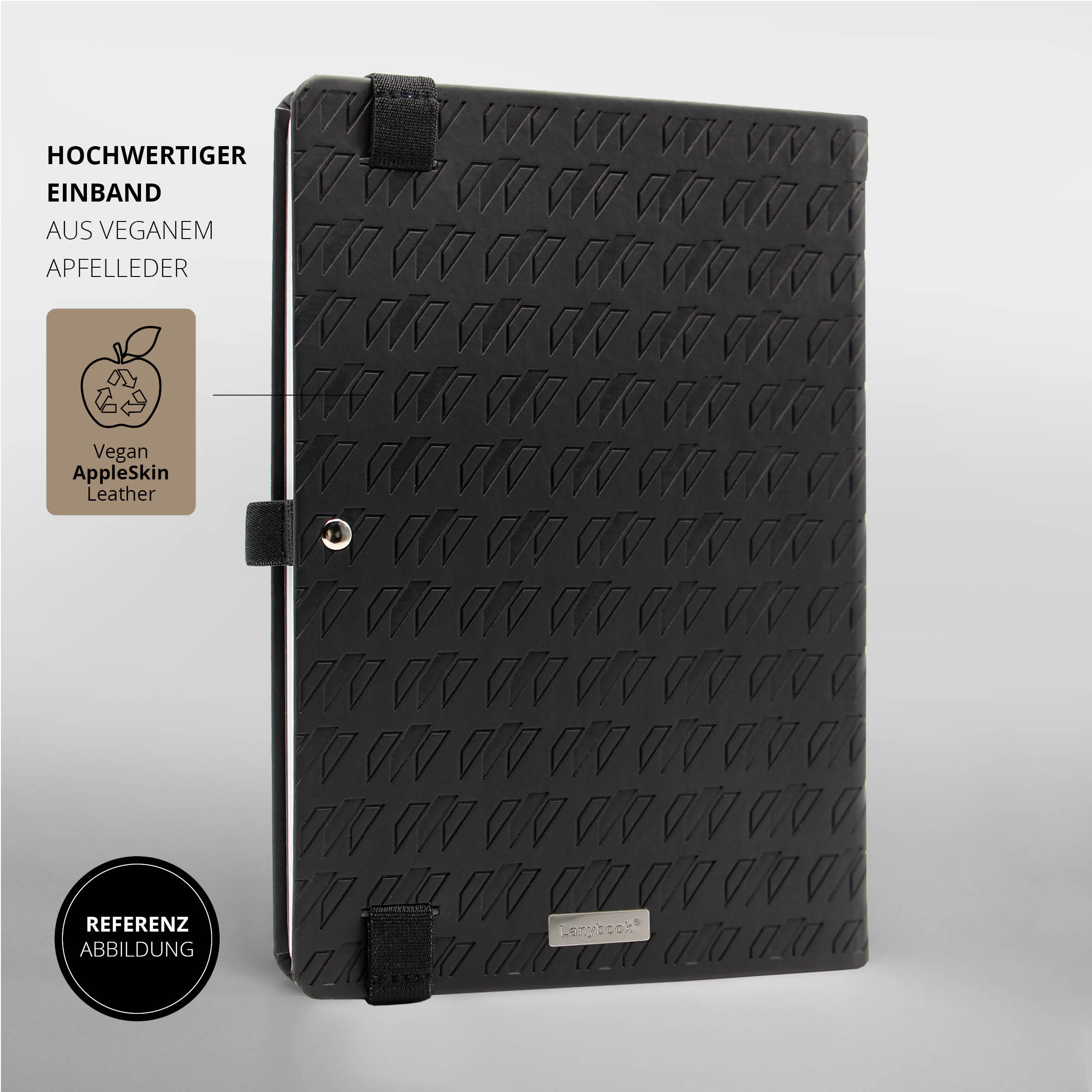 Lanybook® Notizbuch mit hochwertigem Einband aus veganem Apfelleder und individueller Logo-Prägung