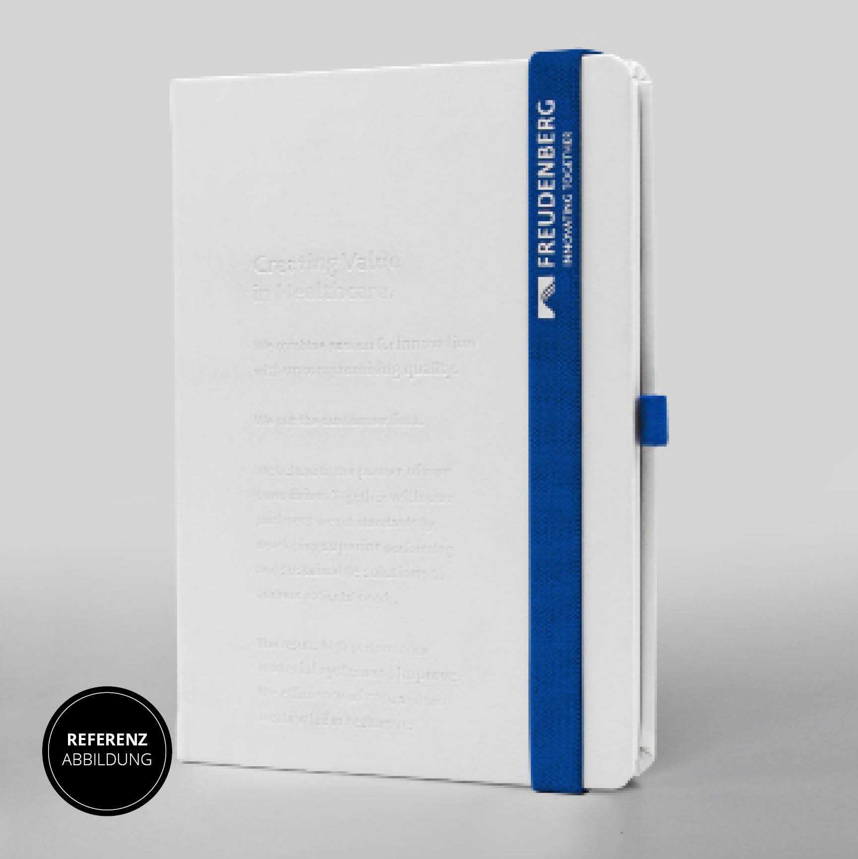 Weißes Freudenberg Notizbuch Made in Germany – Hochwertiges Notizbuch mit veganem Kunstleder, umweltfreundlicher Produktion und Design-Awards.