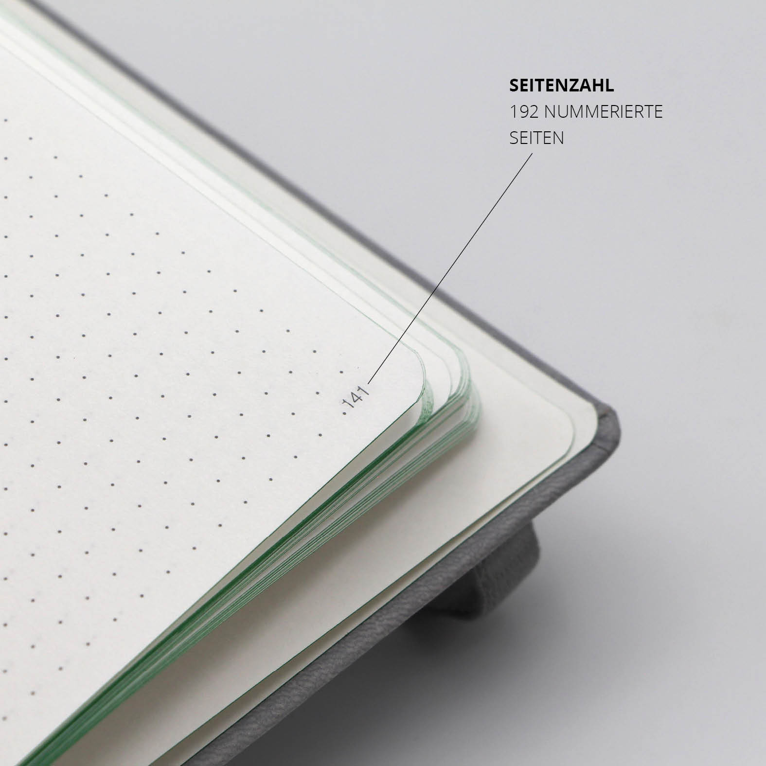 Nummerierte, punktierte Innenseiten des Lanybook® Pro mit insgesamt 192 Seiten und hochwertigem Papier
