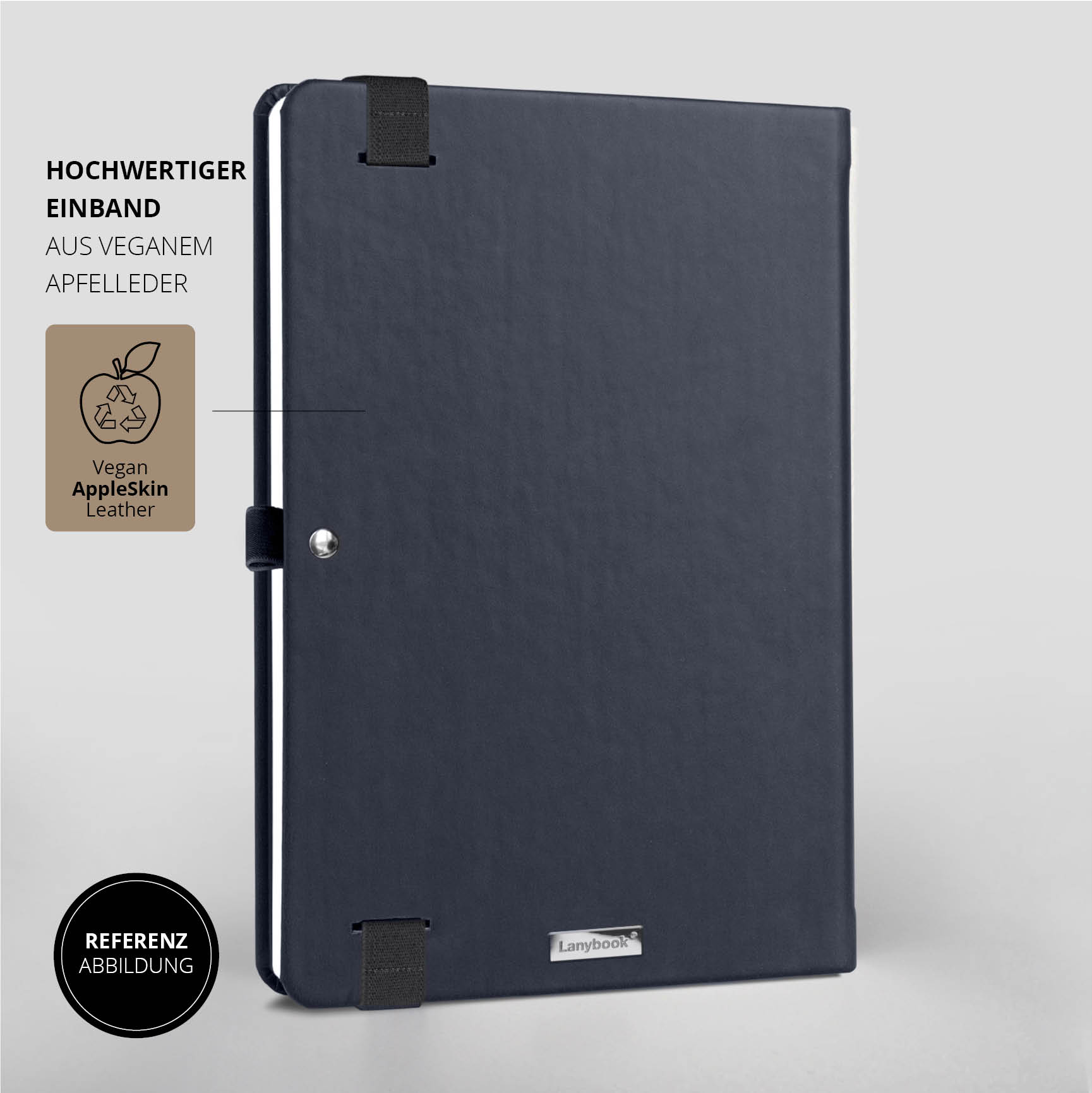 Dunkelblaues Scotch & Soda Notizbuch mit veganem Apfelleder-Einband – Hochwertiges Notizbuch aus nachhaltigem Material mit exklusivem Branding und stilvollem Design.