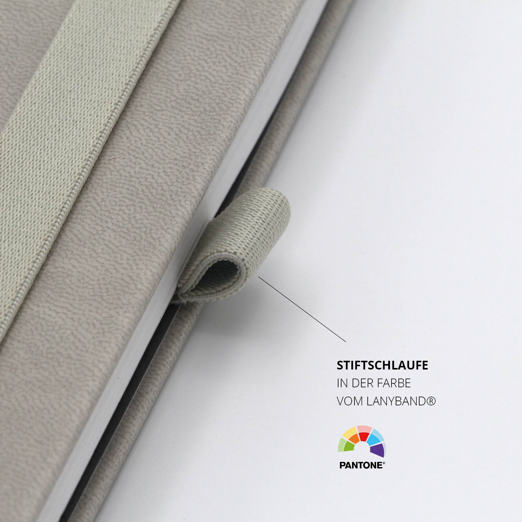 Hyundai-Notizbuch mit elastischer Stiftschlaufe – Nachhaltige Stifthalterung aus RPET, passend zur Farbe des elastischen Lanyband®.