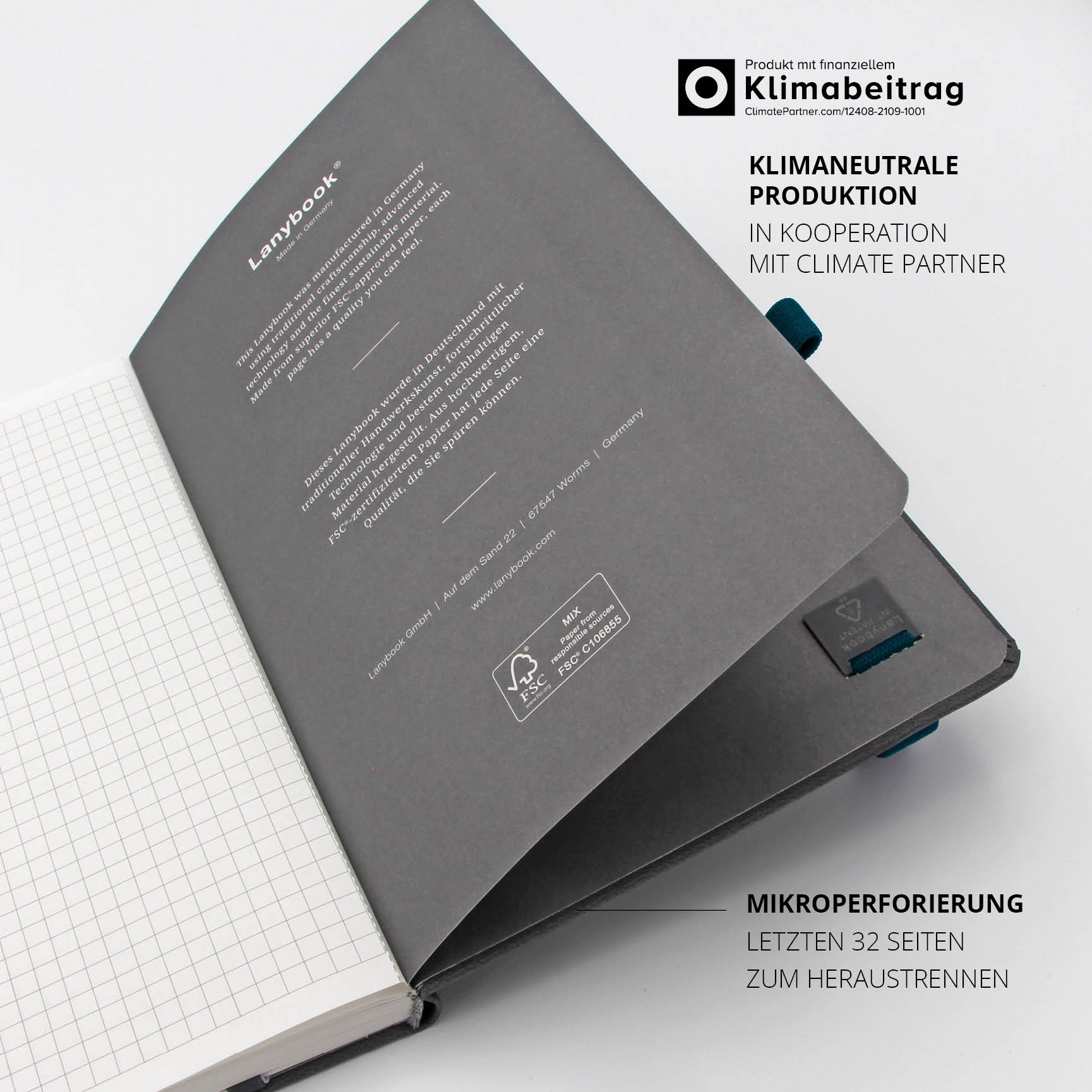 Cupra-Notizbuch mit klimaneutraler Produktion und Mikroperforierung – Letzte 32 Seiten zum einfachen Heraustrennen für flexible Nutzung.