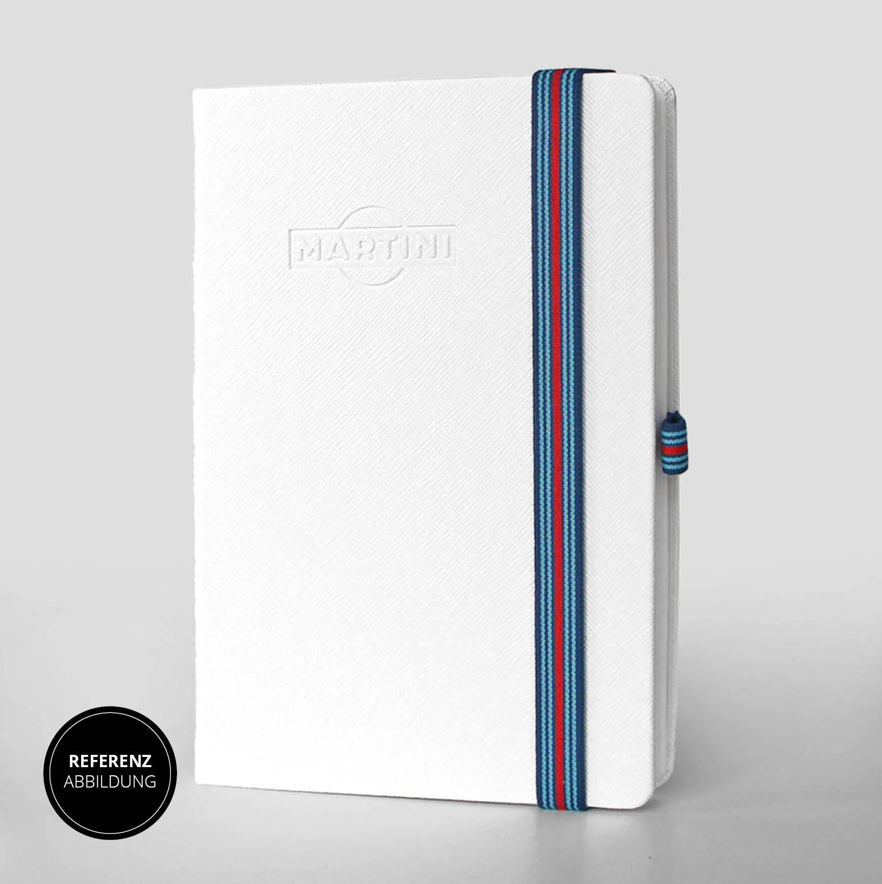 Martini Notizbuch mit elastischem Lanyband® – Hochwertiges Notizbuch mit recyceltem PET-Lanyband®. Funktionelles und nachhaltiges Design.